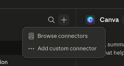 + → Add custom connector